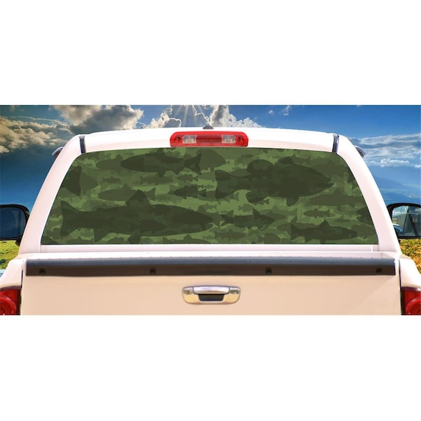 Entretenimiento Fish Camouflage Rear Window Graphic Truck View Thru Vinyl Camo Decal EN3257587 - main